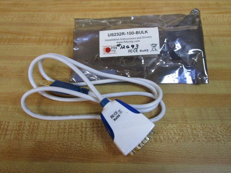 FTDI US232R-100-BULK, Cable, Assembly; USB-RS232; 9 COND; 24AWG; 1M; USB-A, DB9 Male; W/LEDs - Image 1